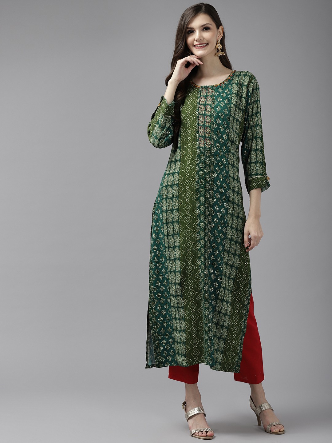 

Aarika Women Green Ethnic Motifs Printed Kurta