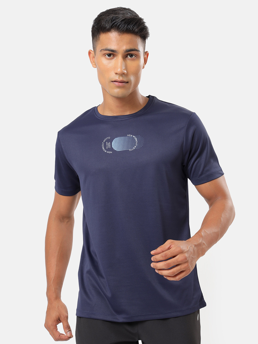 

cultsportone Men Navy Blue Performance T-shirt