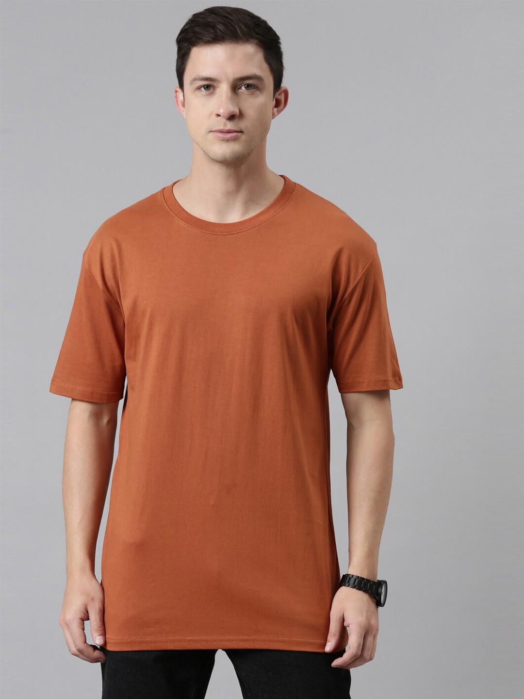 

recast Men Brown & rust Pure Cotton Bio Finish Oversized T-shirt