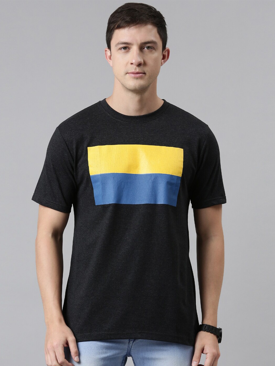

recast Men Charcoal Printed Bio Finish Cotton T-shirt
