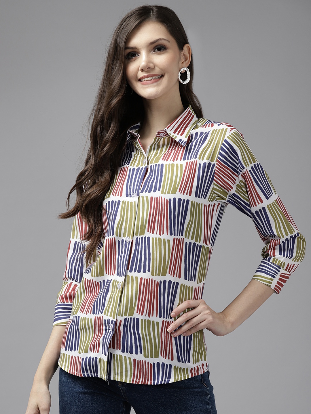 

Aarika Women Multicoloured Comfort Printed Cotton Casual Shirt, Multi
