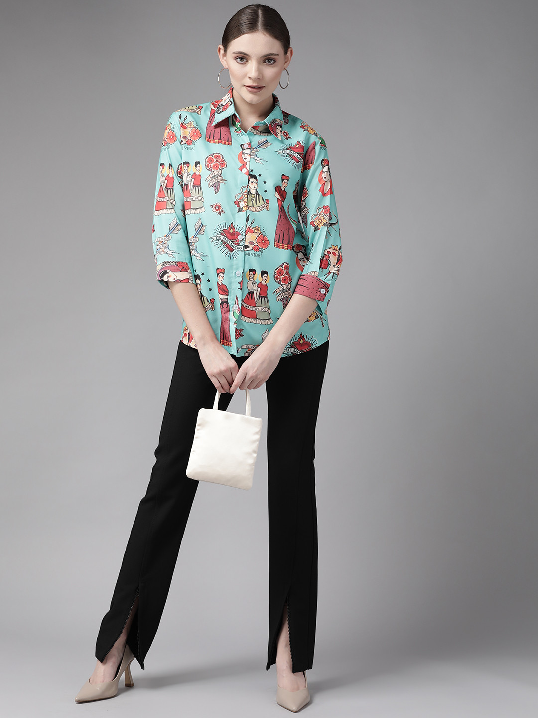 

Aarika Women Sea Green Comfort Printed Cotton Casual Shirt