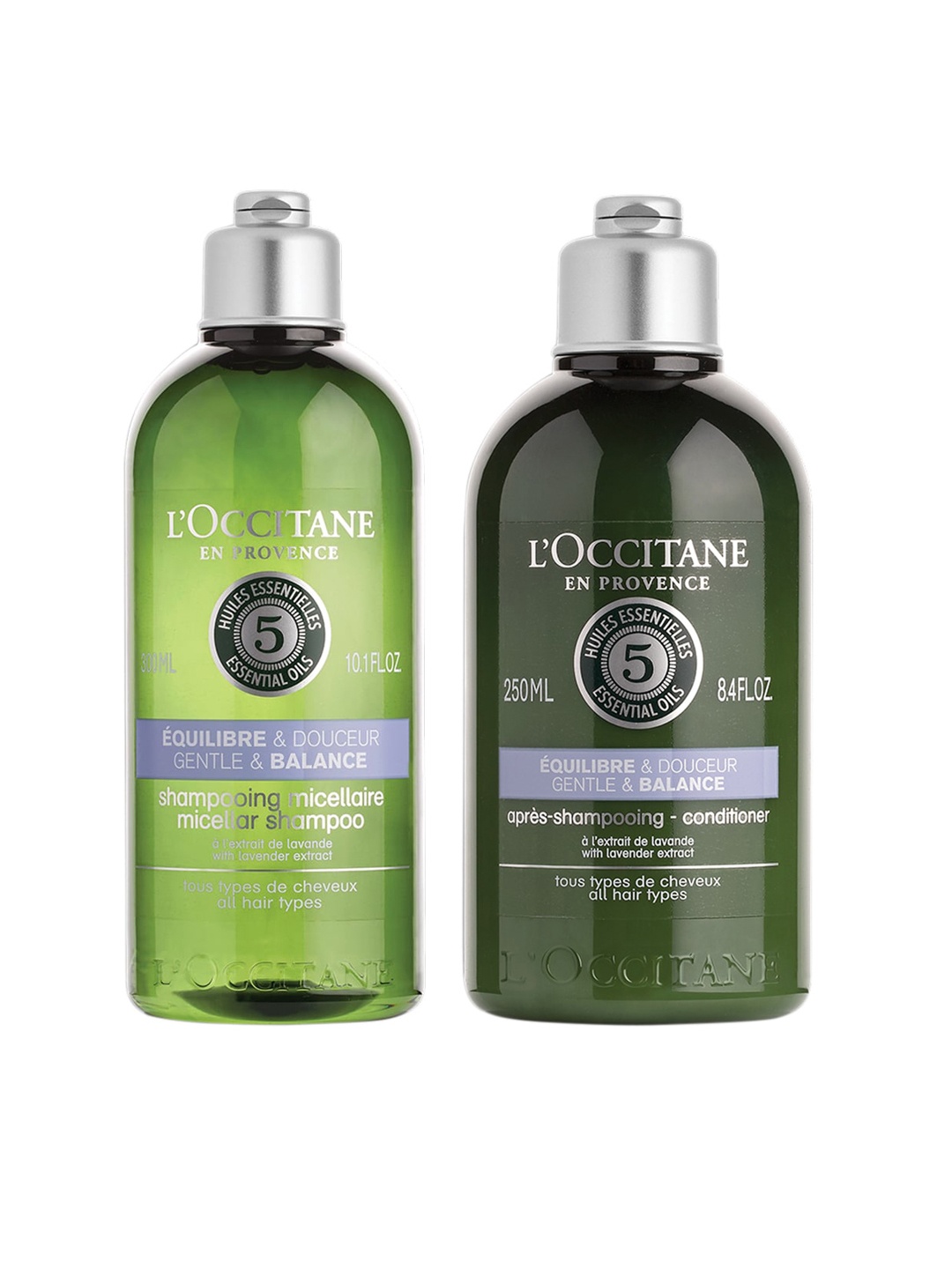 

LOccitane en Provence Set of Gentle & Balance Shampoo 300 ml & Conditioner 250 ml, Green