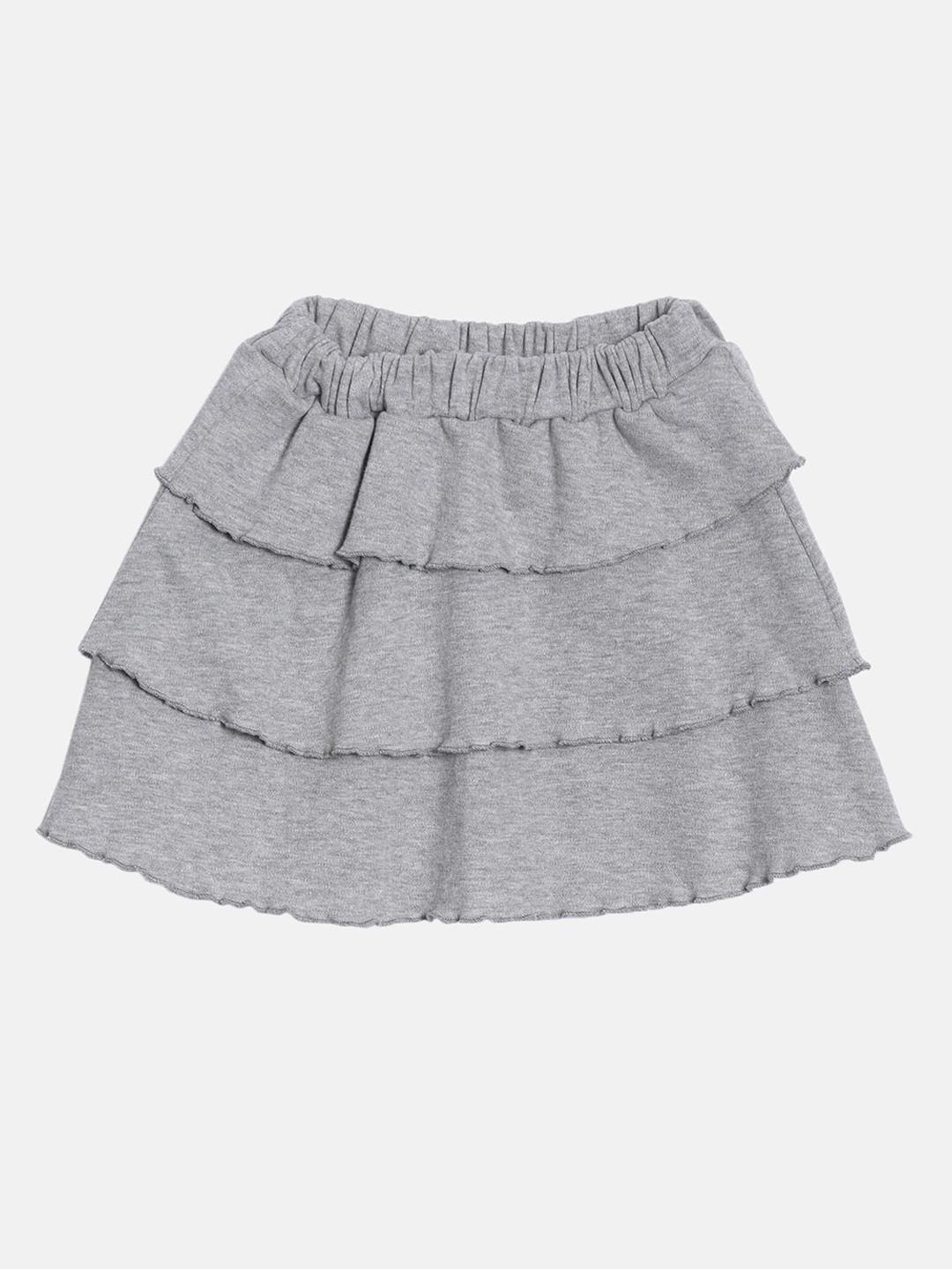 

Kryptic Infant Girls Grey Solid Layered Pure Cotton Skirts