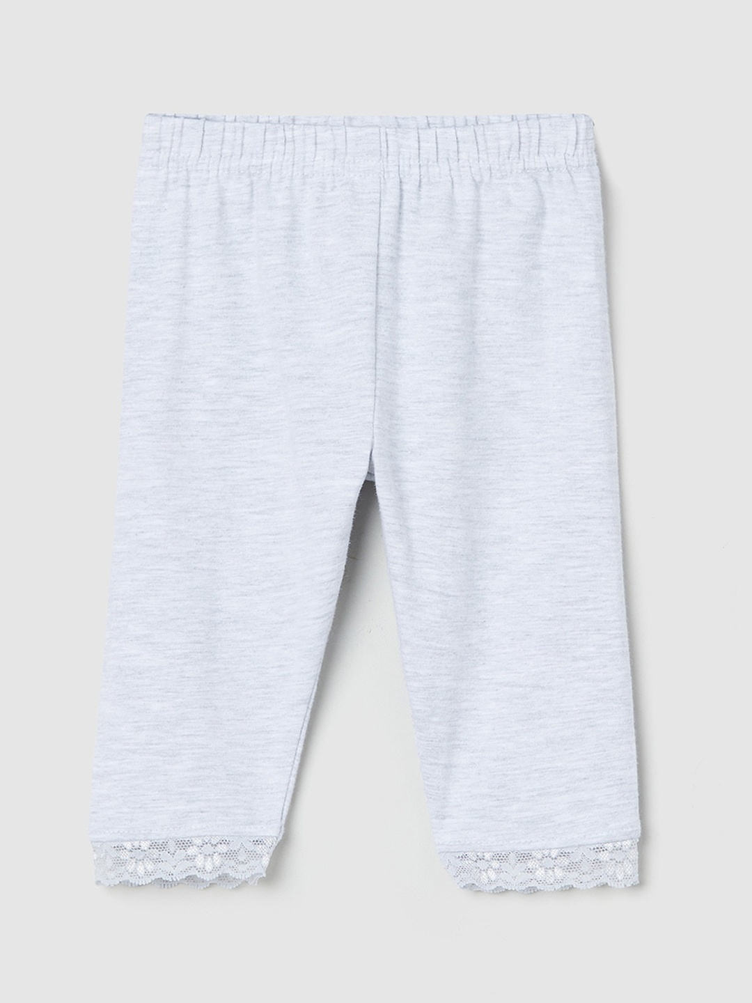 

max Girls White Solid Cotton Lycra Leggings