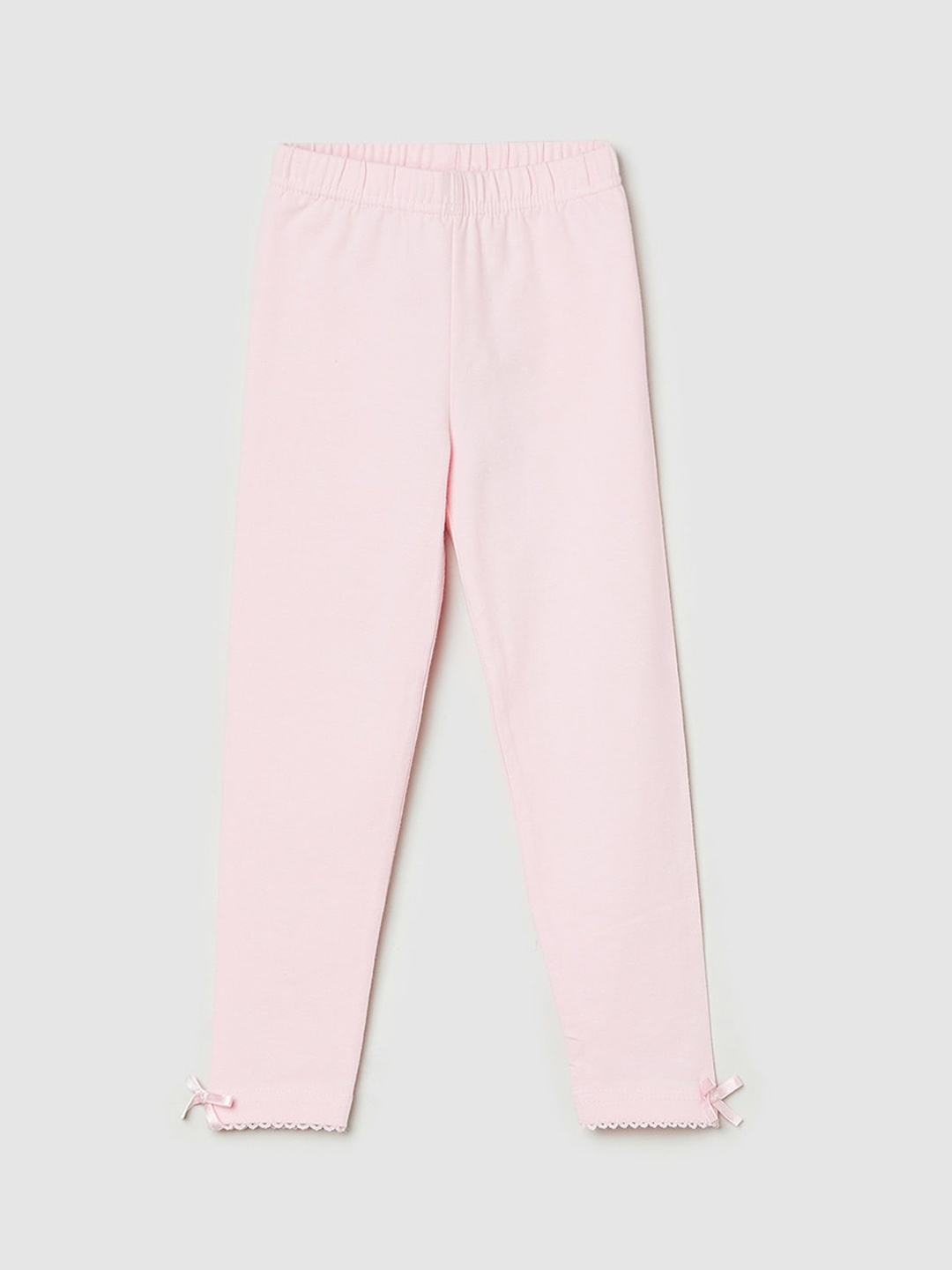 max Girls Pink Solid Leggings