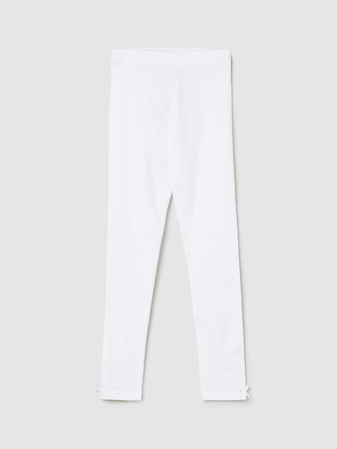 

max Kids-Girls White Solid Ankle-Length Leggings