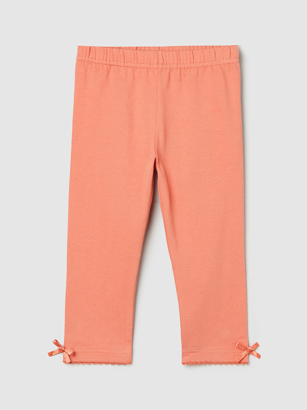 

max Girls Rust Orange Solid Cotton Ankle-Length Leggings