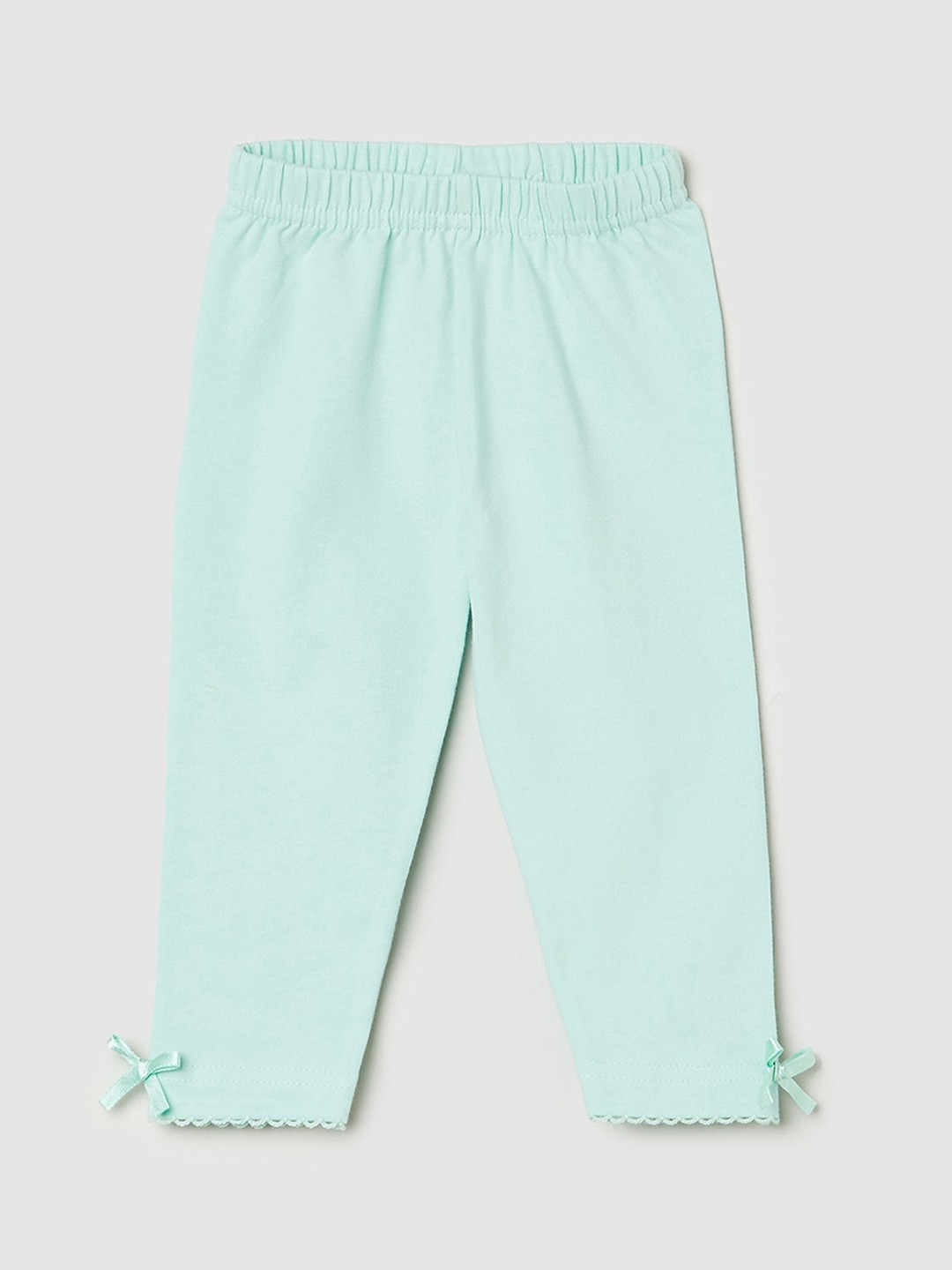 

max Infant Girls Green Solid Ankle-Length Leggings