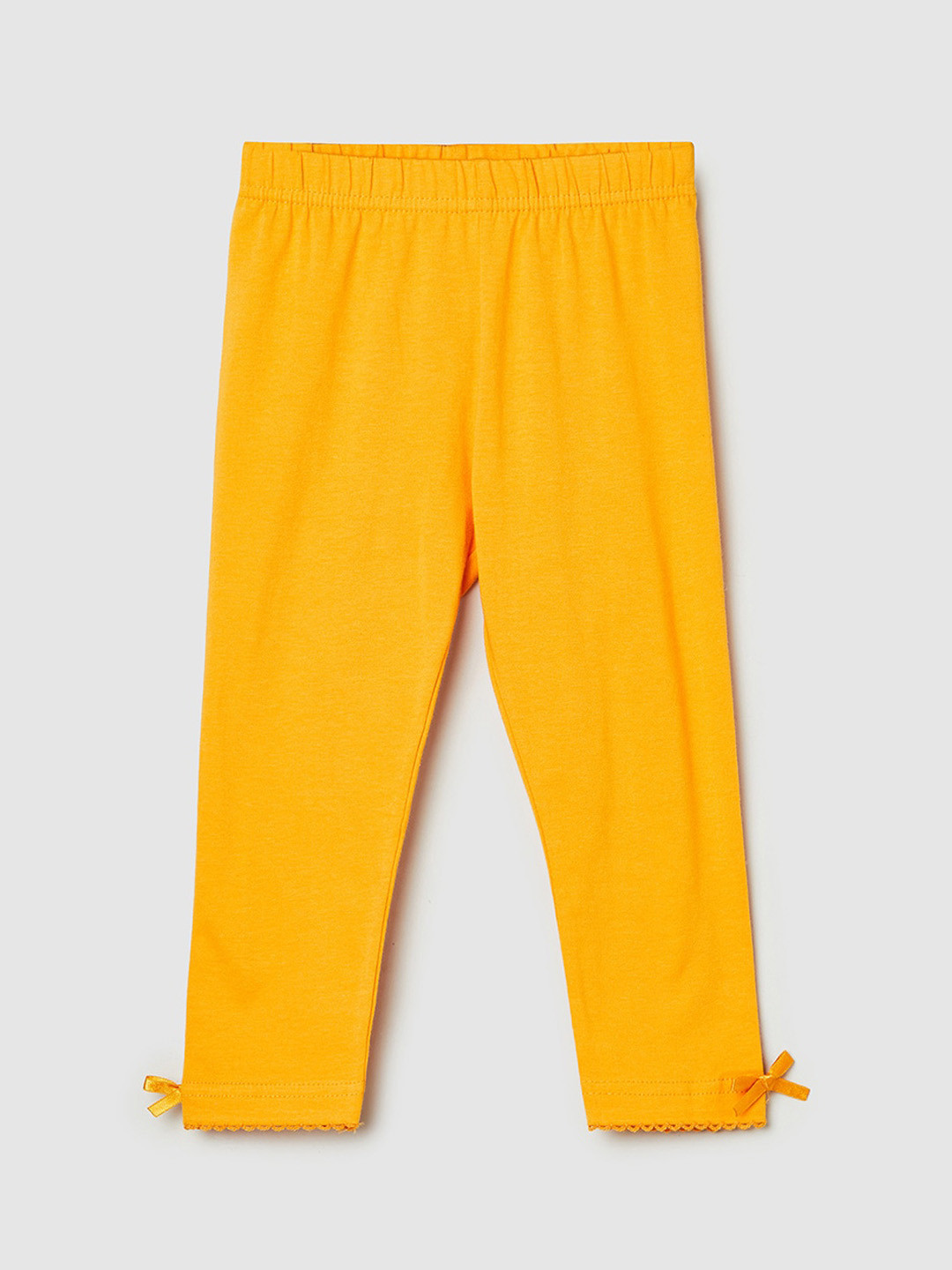

max Girls Orange Solid Slip On Ankle-Length Leggings