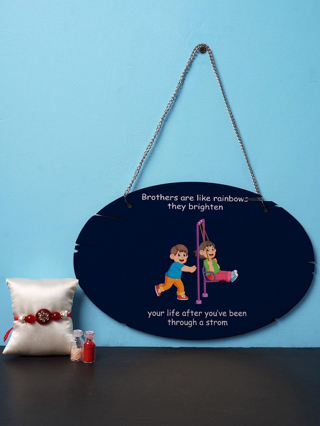 

Crazy Corner Multicoloured Rakhi and Hanging Combo with Roli Chawal, Multi