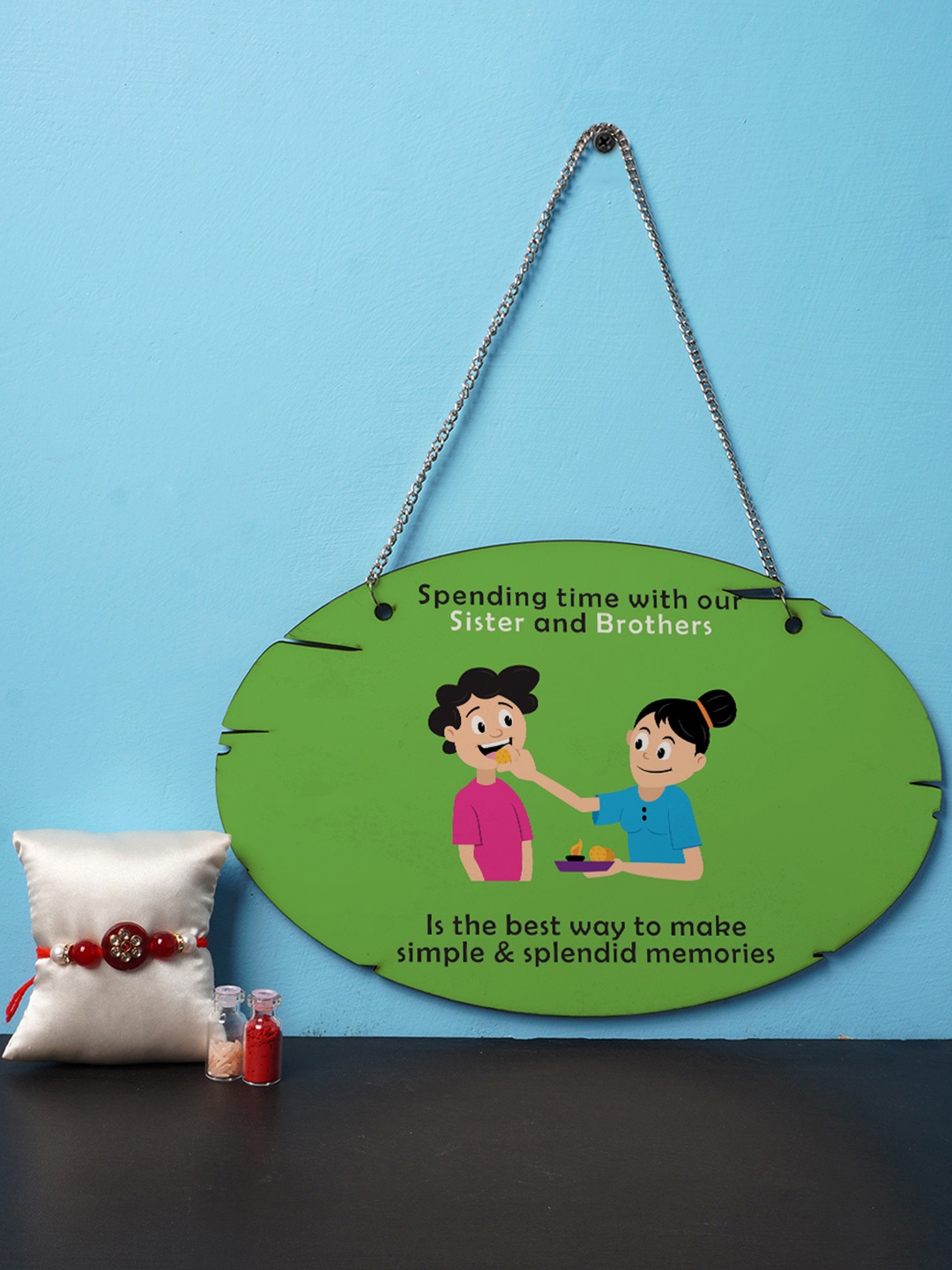 

Crazy Corner Rakhi and Wall Hanging Combo with Roli Chawal, Multi