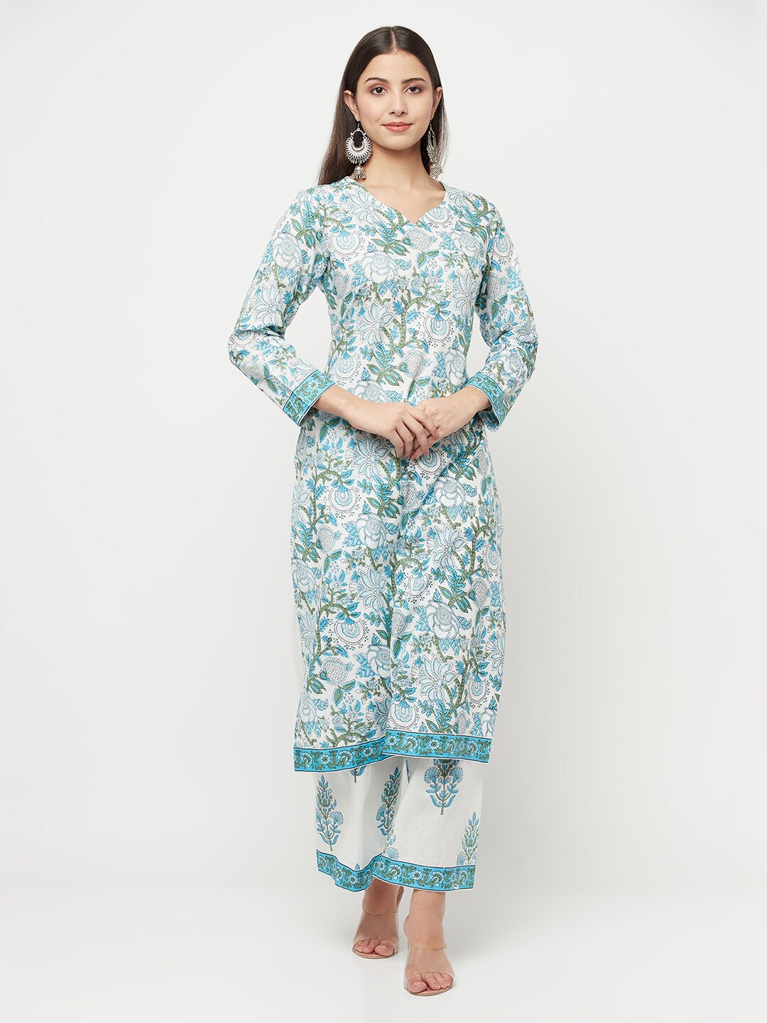 

Safaa Blue & White Printed Unstitched Dress Material