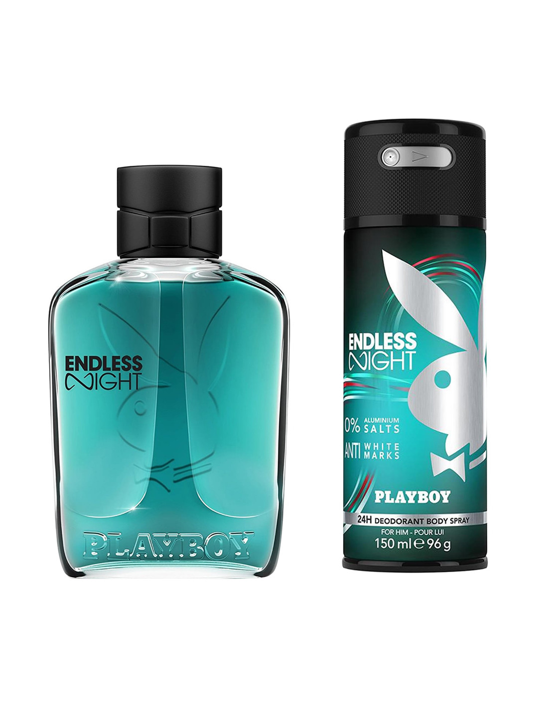 

Playboy Men Pack Of 2 Playboy Endless Night Eau de Toilette 100ml + Deodorant Spray 150ml, Transparent