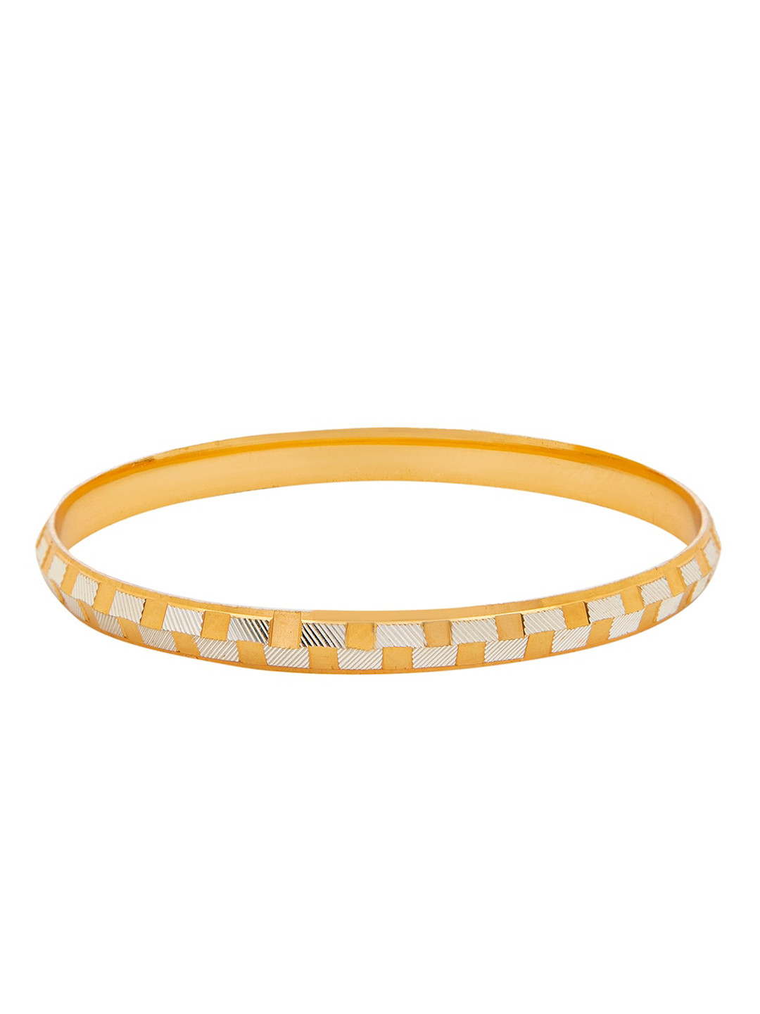 

bodha Men Silver-Toned Brass Gold-Plated Kada Bracelet