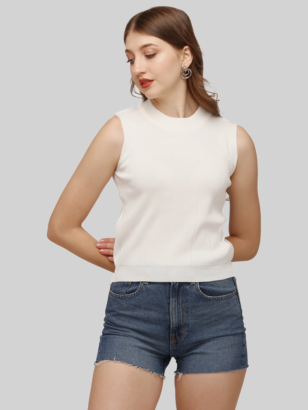 

HSR Women White Knitted Top