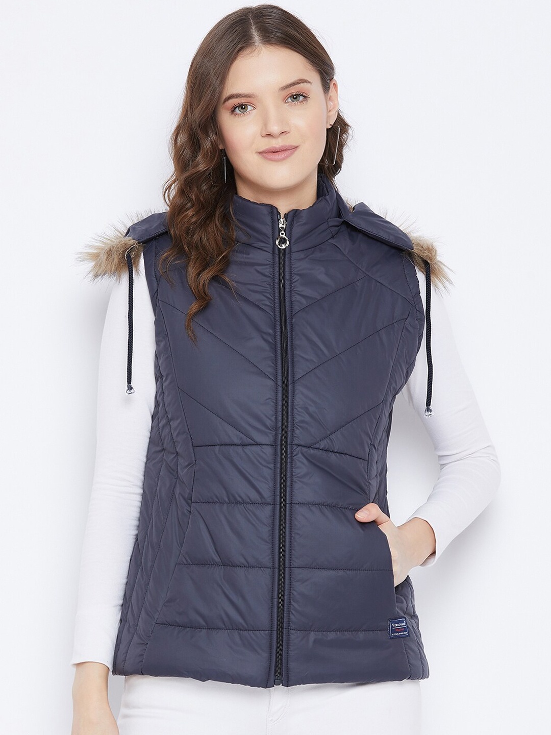 VERO AMORE Women Navy Blue Insulator Outdoor Parka Jacket