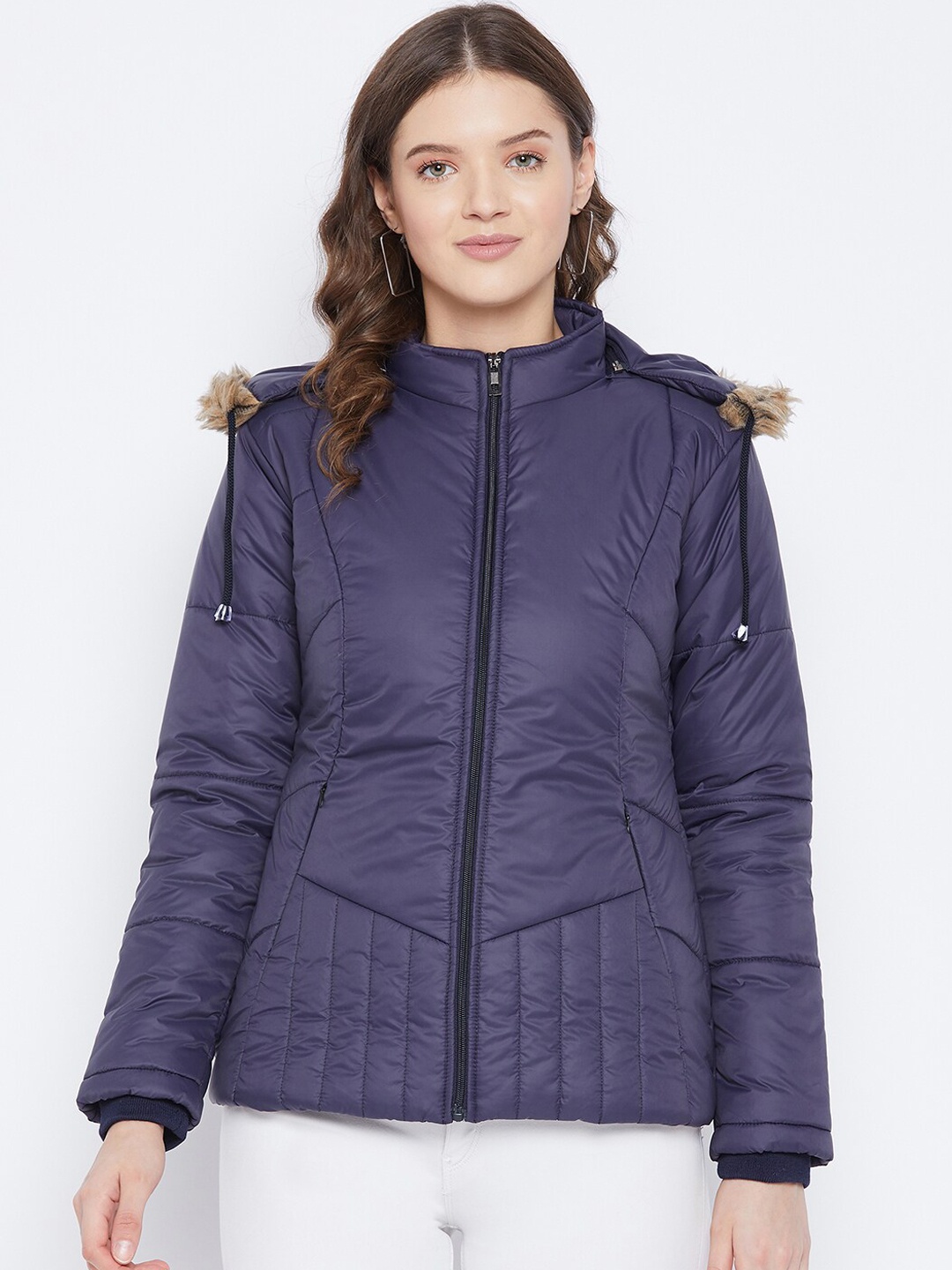 VERO AMORE Women Navy Blue Insulator Outdoor Plus Size Parka Jacket
