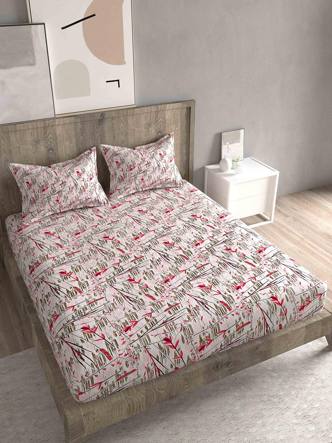 

Spangle Unisex Pink 280 TC Extra Large Cotton King Size Bedsheet With 2 Pillow Covers