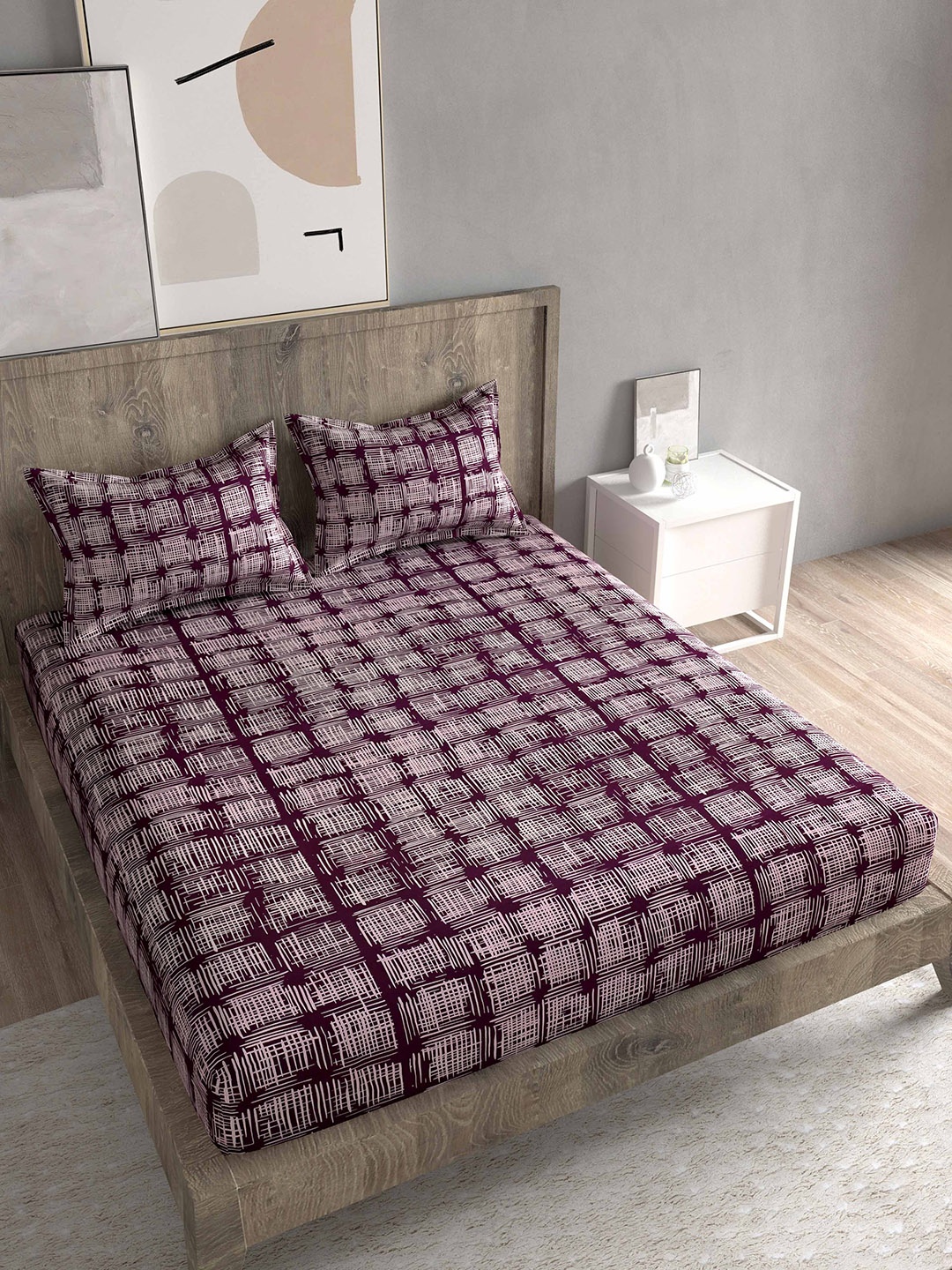 

Spangle Maroon 280 TC Cotton King Size Bedsheet with 2 Pillow Covers