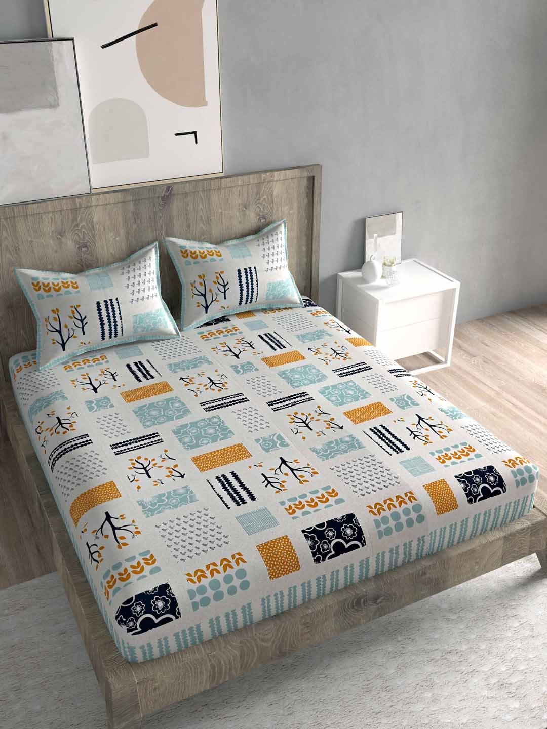 

Spangle Assorted & Off White Floral 260 TC King Bedsheet with 2 Pillow Covers