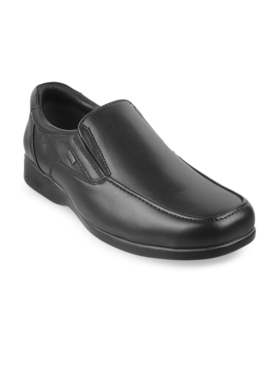 

Metro Men Black Textured Leather Formal Loafers