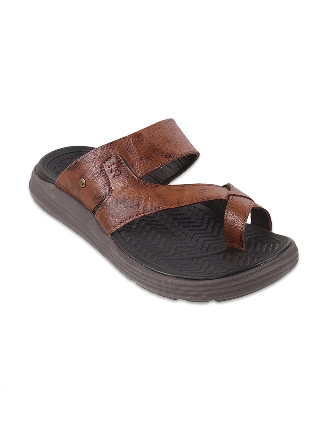 

Metro Men Tan & Black Leather Comfort Sandals