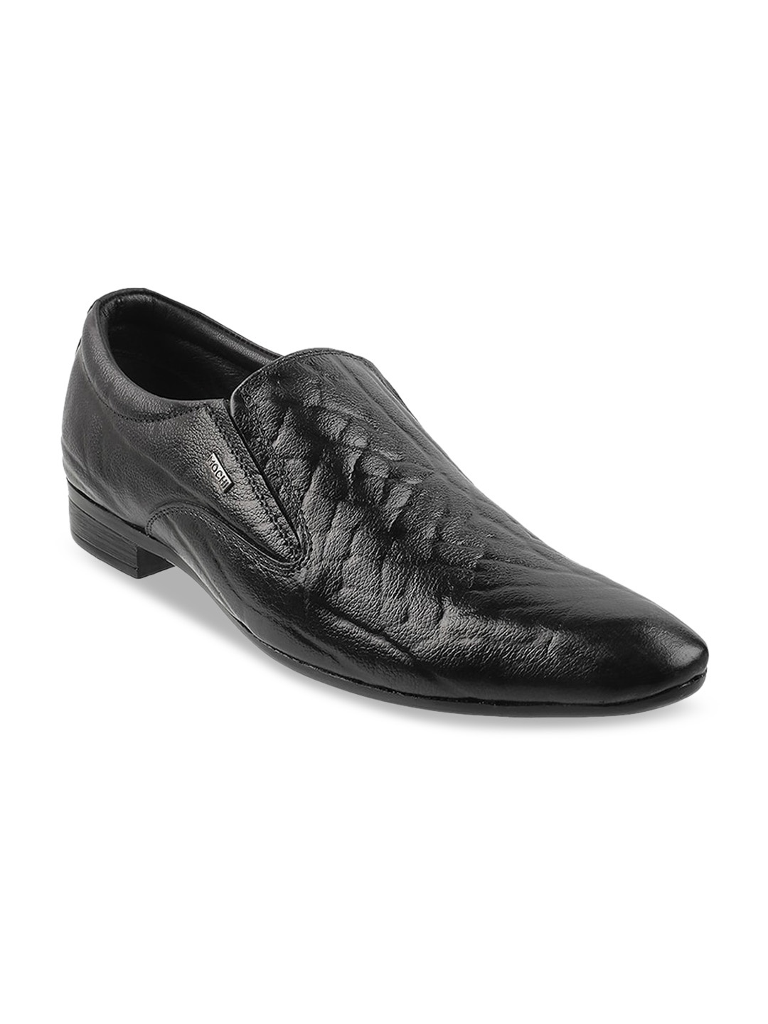

Metro Men Black Textured Pointed-Toe Slip-On Formal Shoes