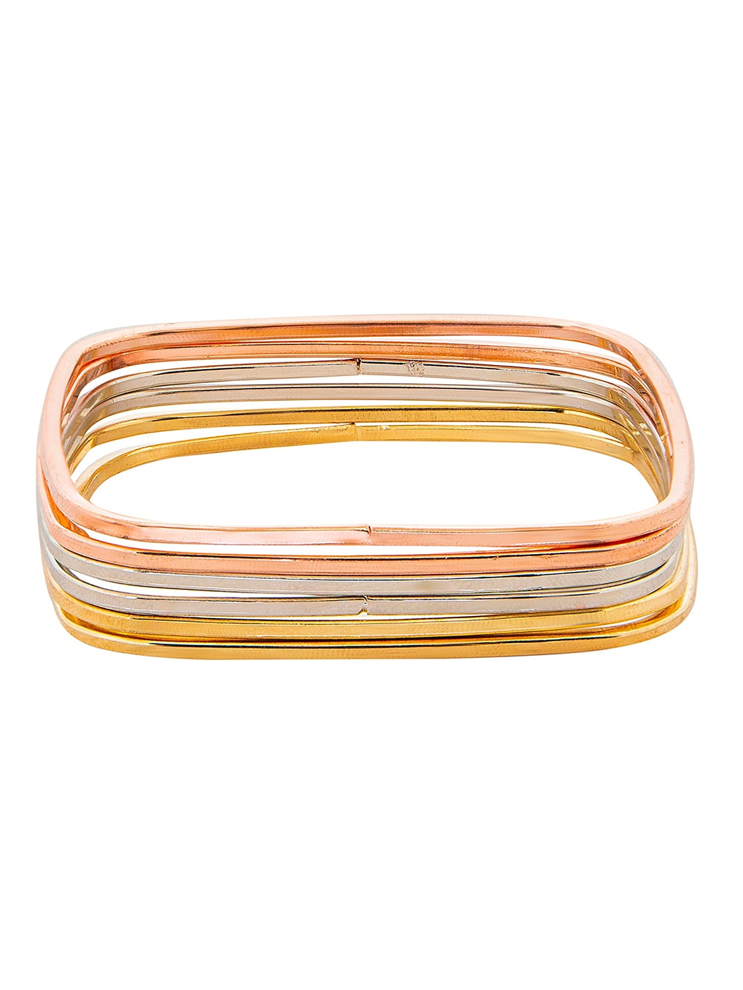 

Shining Jewel - By Shivansh women/girls Gold-Plated Set of 6 Square Bangles, Multi
