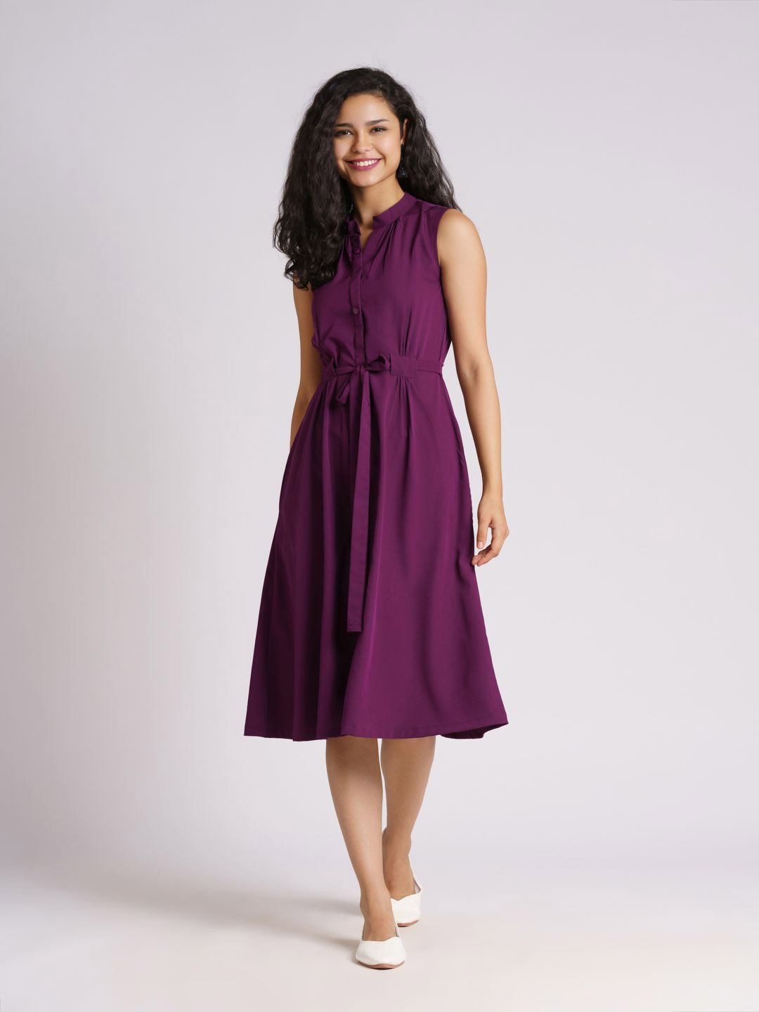 

AASK Purple & pansy purple Crepe Dress