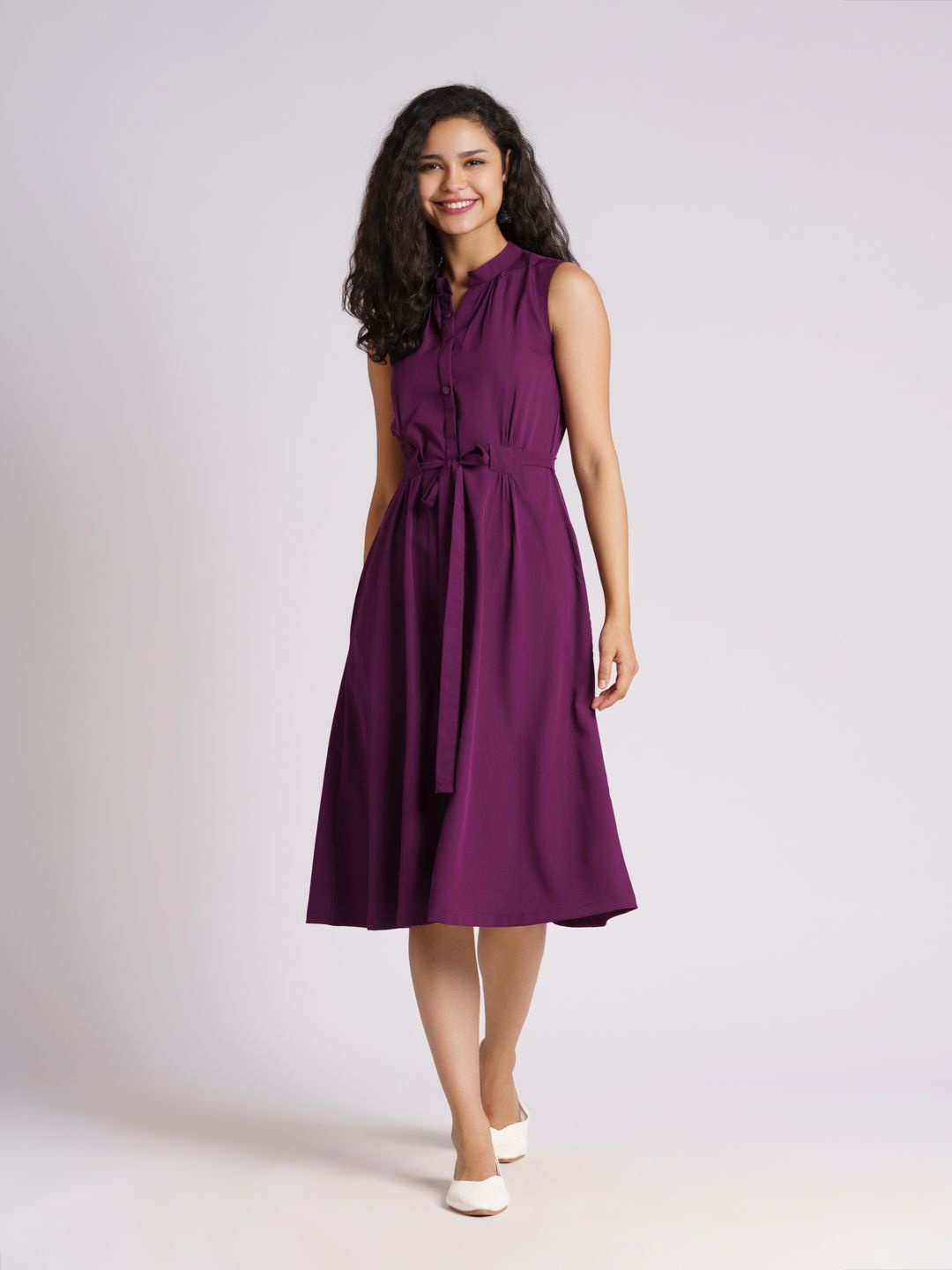 

AASK Purple Crepe Dress