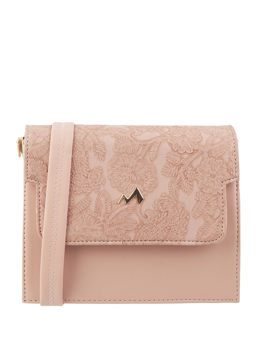 

Metro Peach-Coloured PU Structured Sling Bag