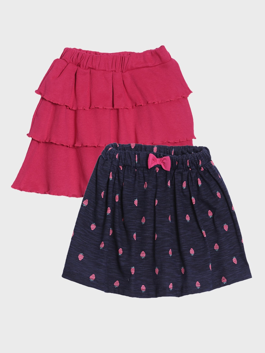 

Kryptic Girls Pack Of 3 Pure Cotton Knee-Length Skirt, Navy blue
