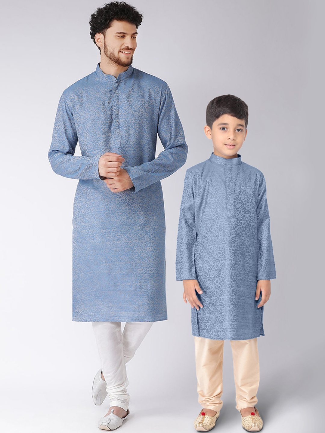 

TABARD Men Blue Layered Kurta With Pyjamas