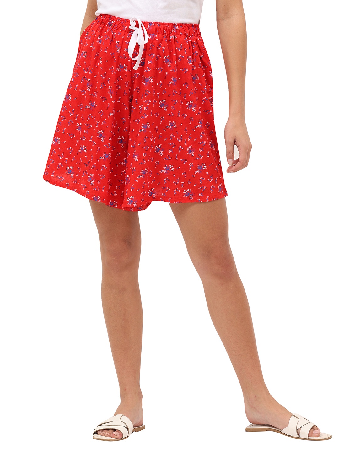 

9shines Label Women Red Printed Loose Fit Shorts