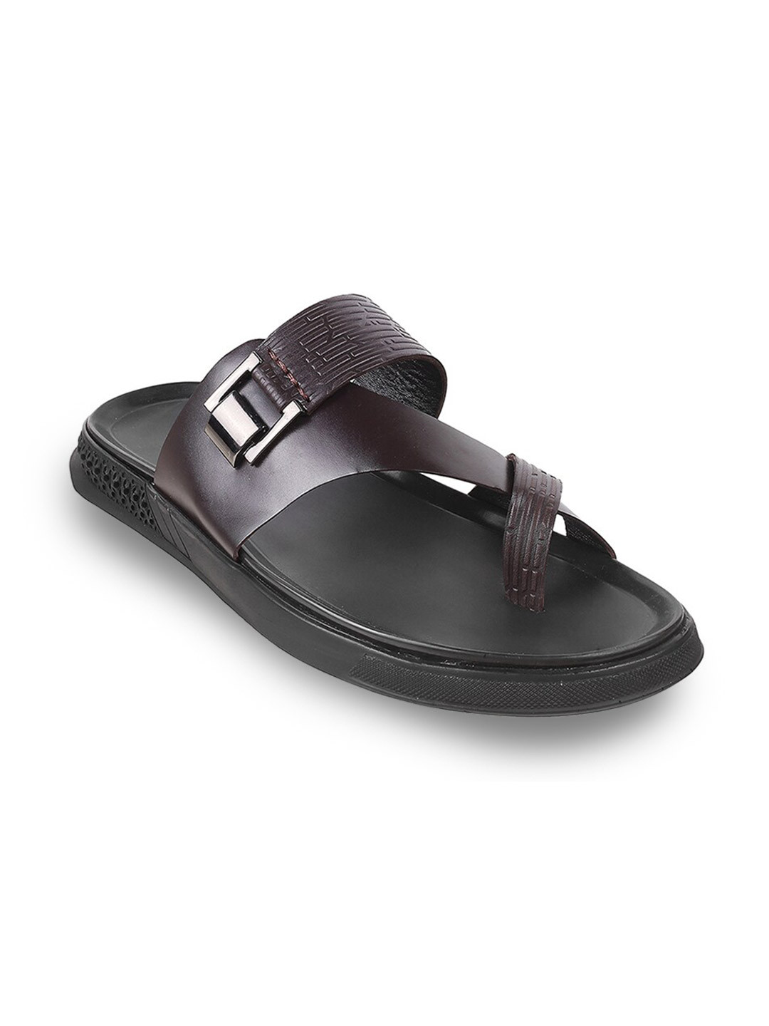 

J FONTINI Men Brown Leather Comfort Sandals