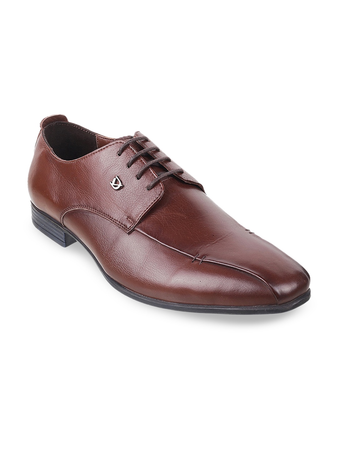 

DAVINCHI Men Brown Solid Leather Formal Oxfords