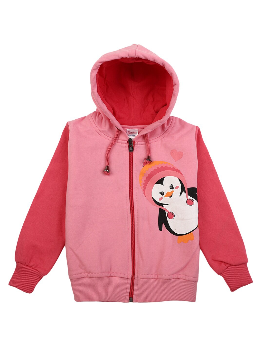 

V-Mart Pink Penguin Printed Poly Cotton Hooded Top