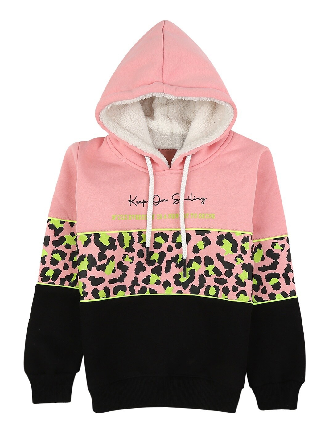 V-Mart Pink Embellished Print Hooded Neck Top
