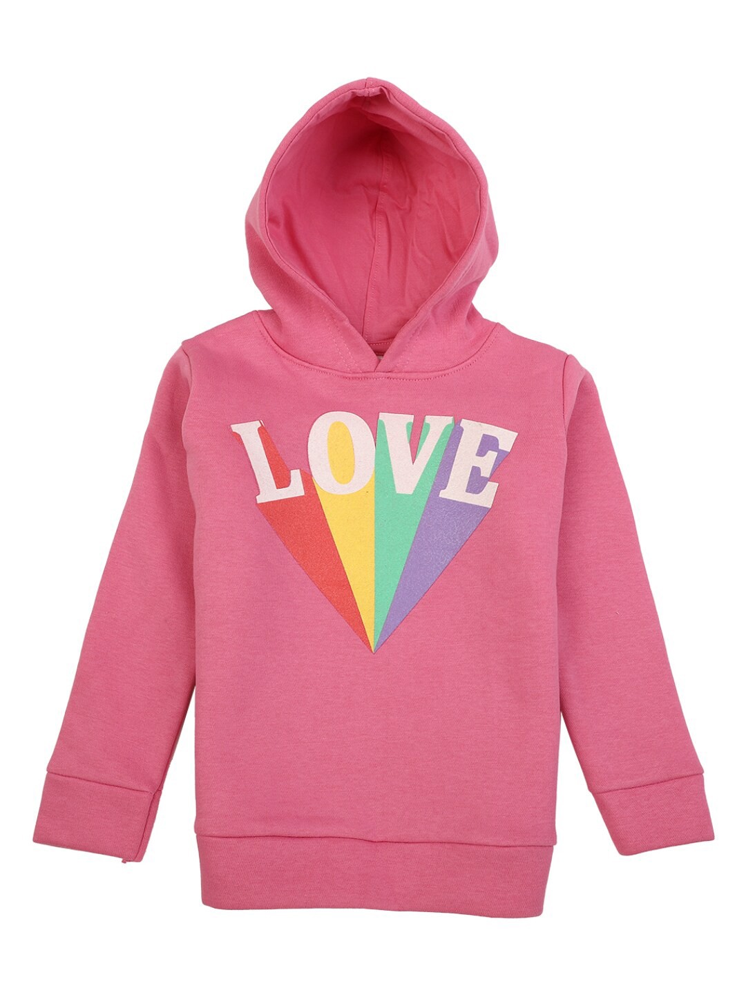 

V-Mart Girls Pink Printed Hooded Sweatshirt