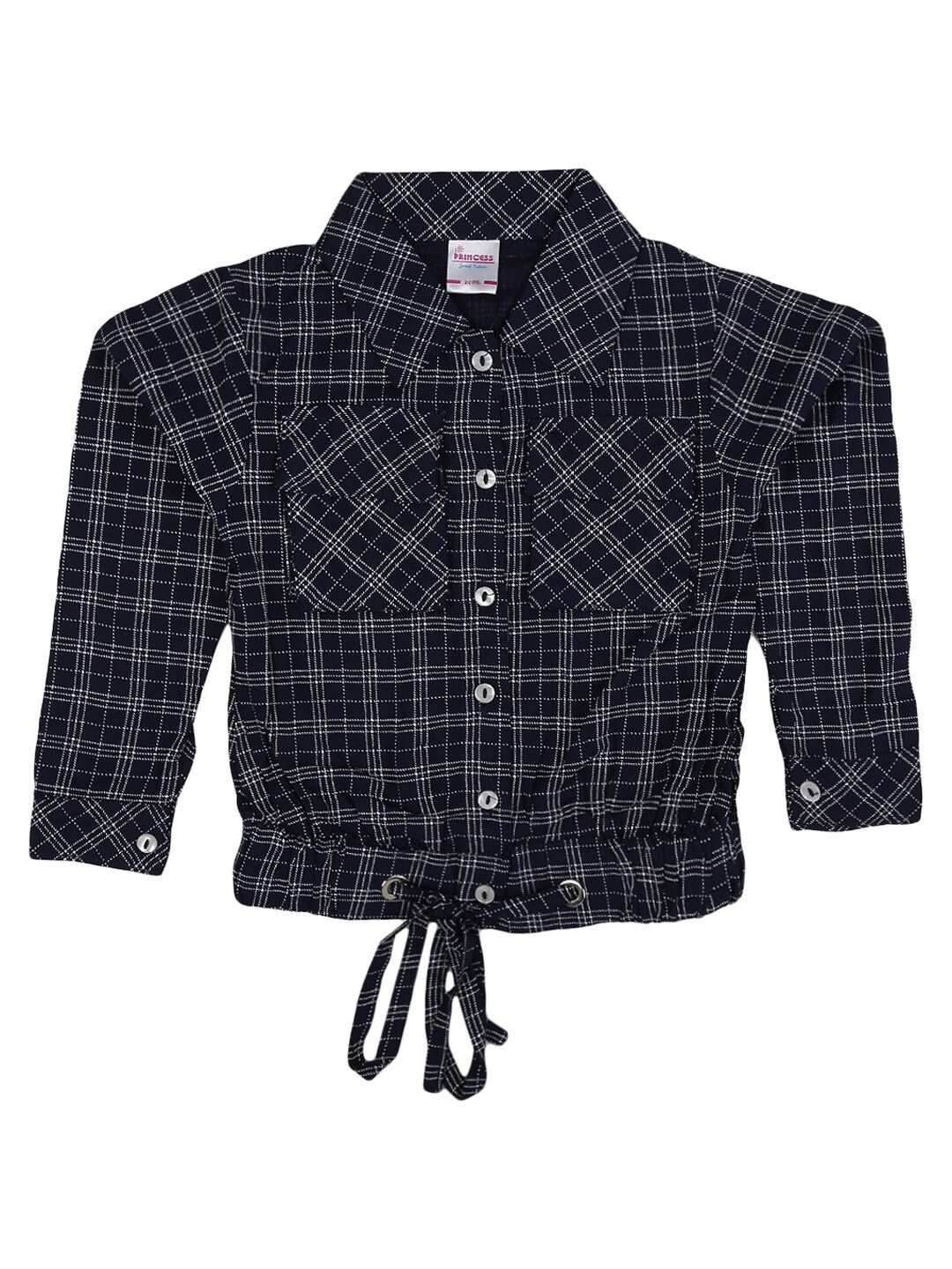 

V-Mart Navy Blue Checked Shirt Style Top