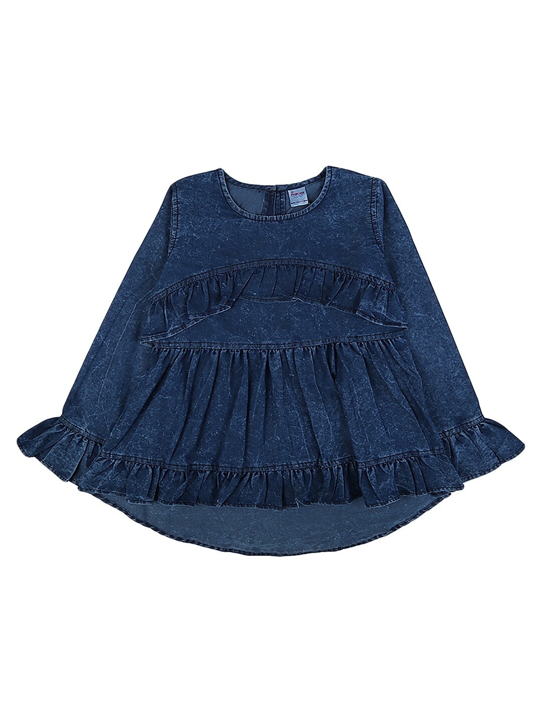 

V-Mart Girls Blue Ruffles Bell Sleeves Denim Top