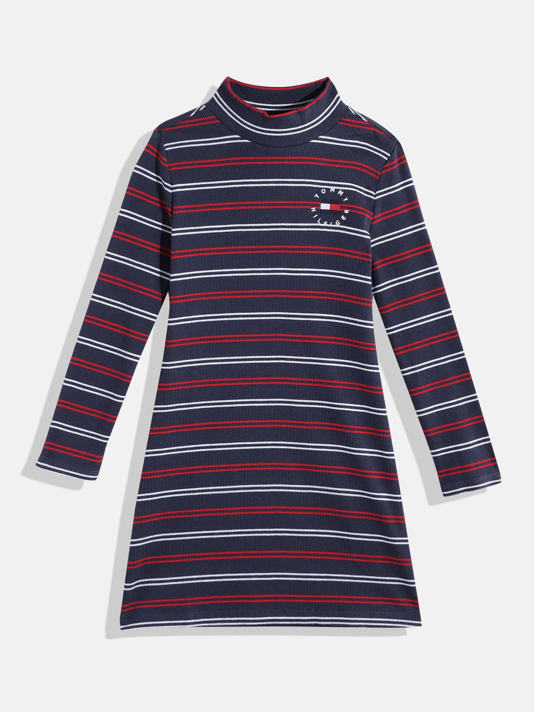 

Tommy Hilfiger Girls Striped Ribbed Sheath Dress, Navy blue