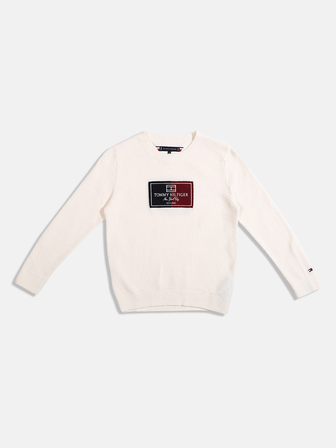 

Tommy Hilfiger Boys Self Design Pullover, Off white