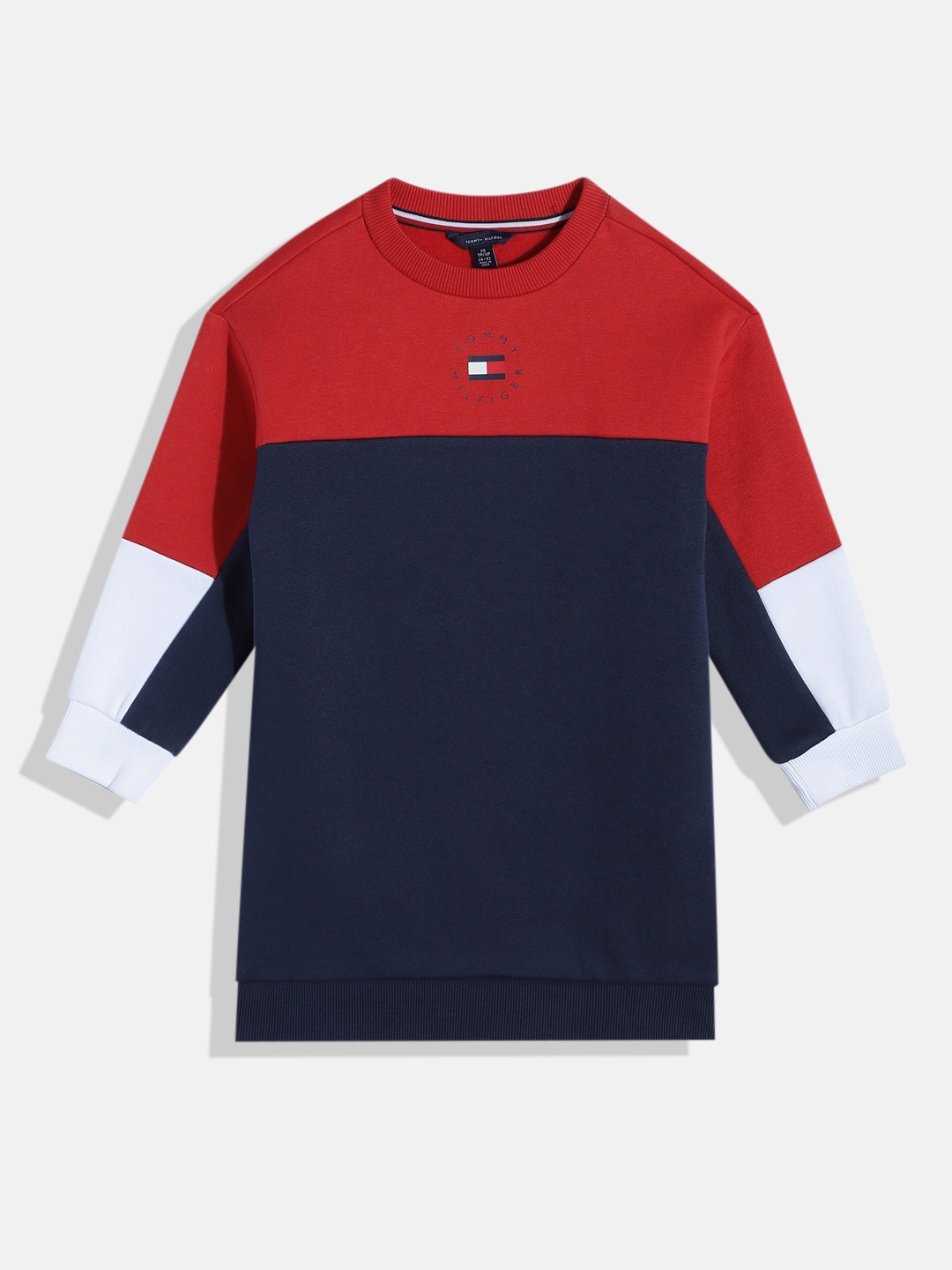 

Tommy Hilfiger Girls Colourblocked Jumper Dress, Red