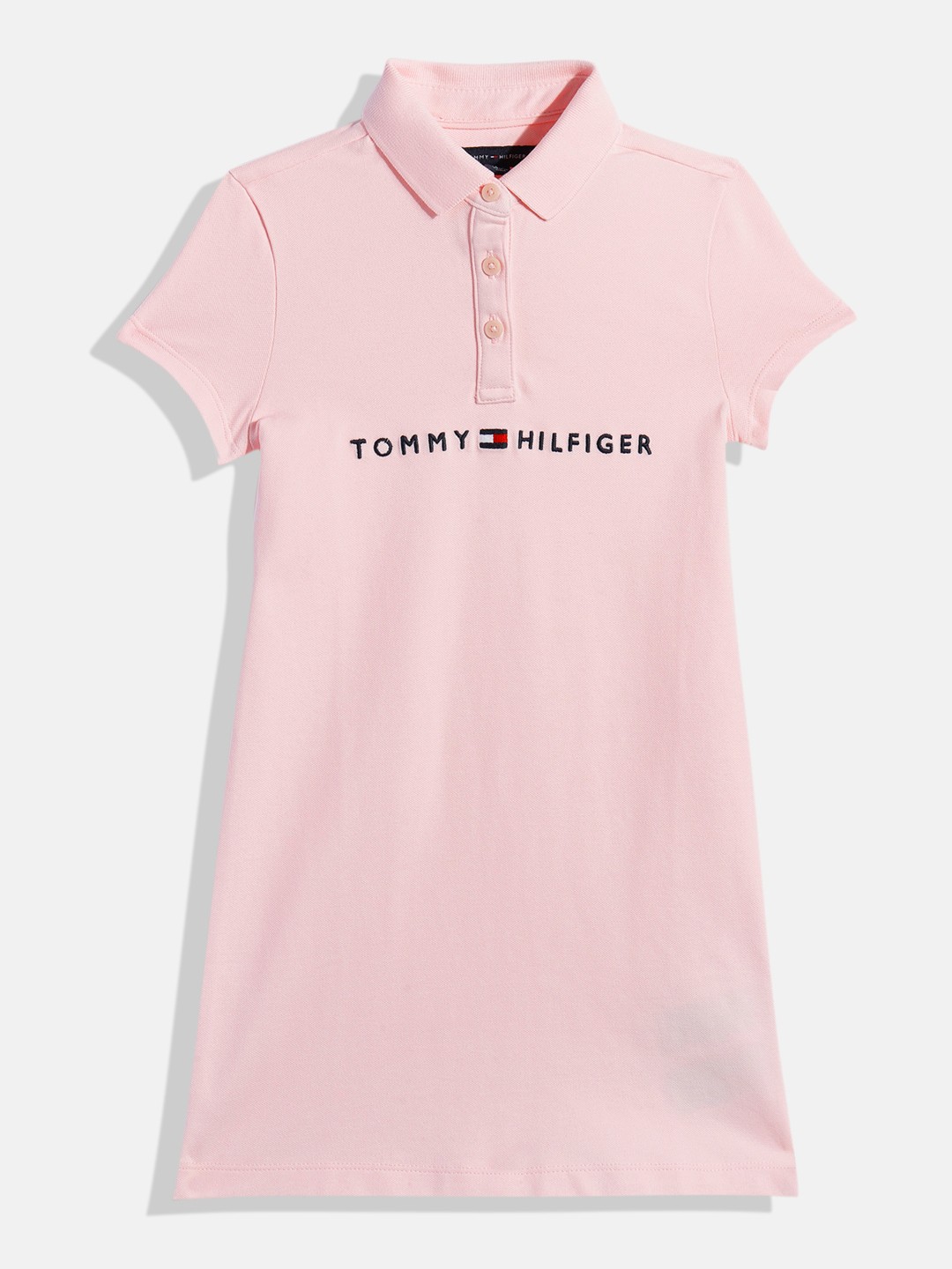 

Tommy Hilfiger Girls Pink Brand Logo Printed T-shirt Dress