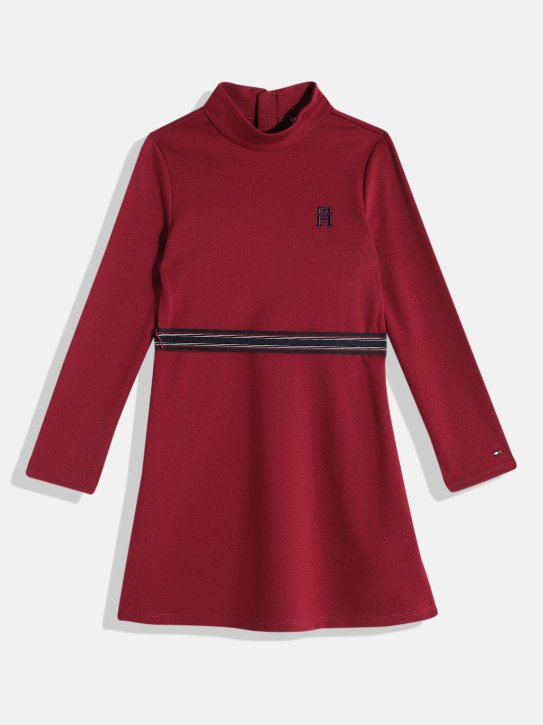 

Tommy Hilfiger Brand Logo Embroidered A-Line Dress, Red