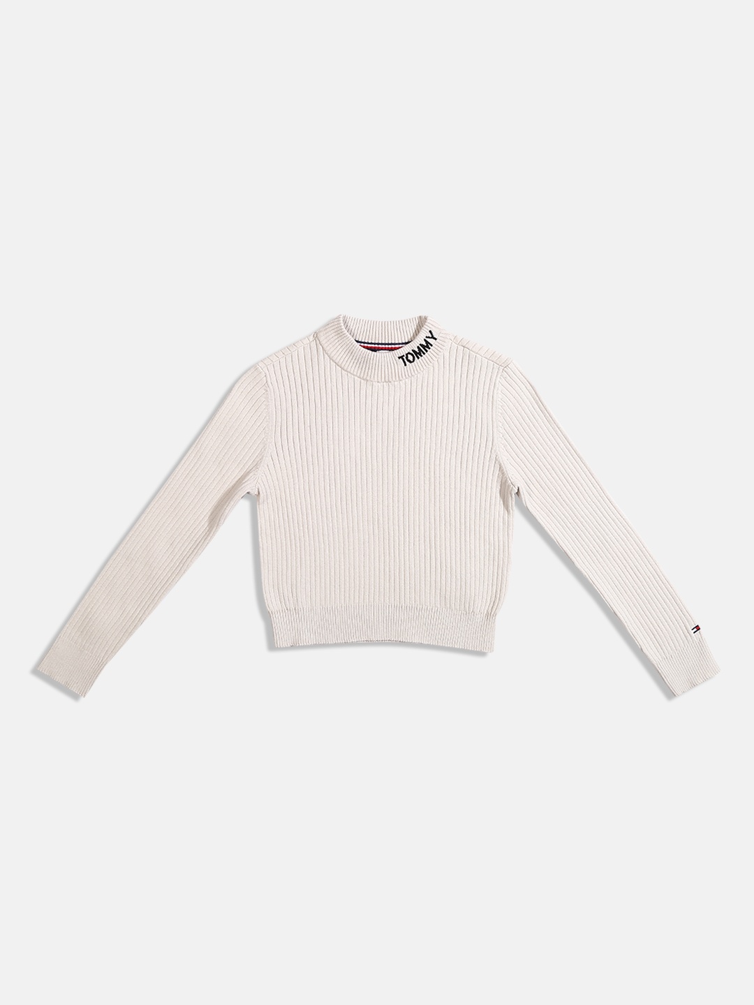 

Tommy Hilfiger Girls Self Striped Pullover, Off white