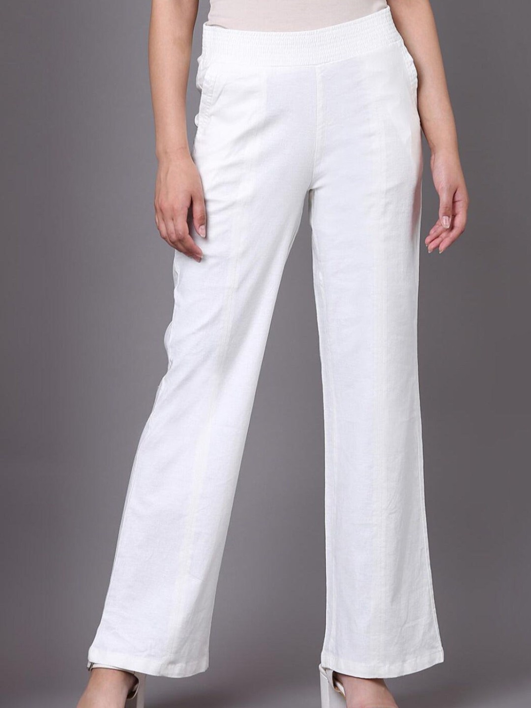 

Lakshita Women Off White Smart Loose Fit Trousers