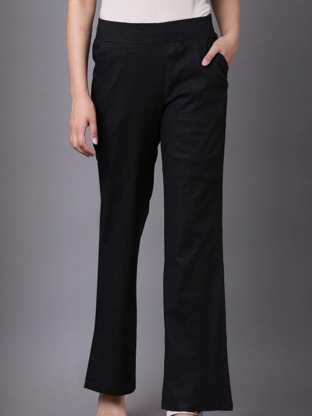 

Lakshita Women Black Smart Loose Fit Trousers